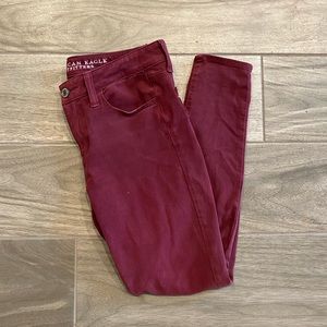 American Eagle Super Stretch Skinny Jeans in Crimson
